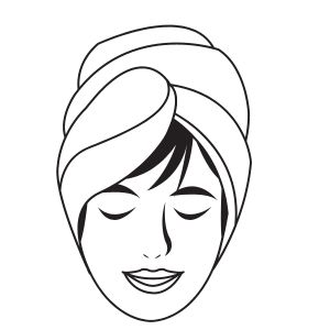Dessin femme serviette sur la tête